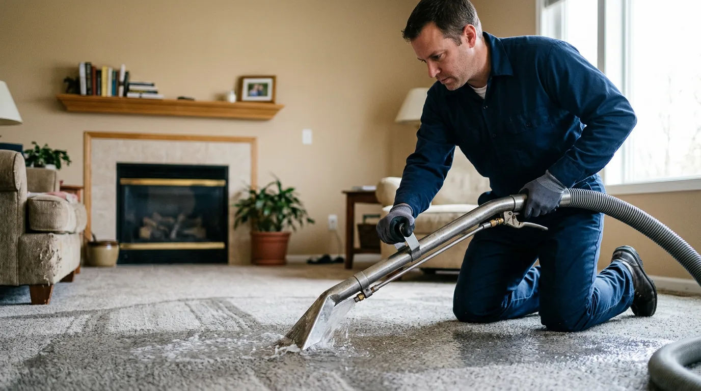 Water damage restoration technician working near Brookline, MA